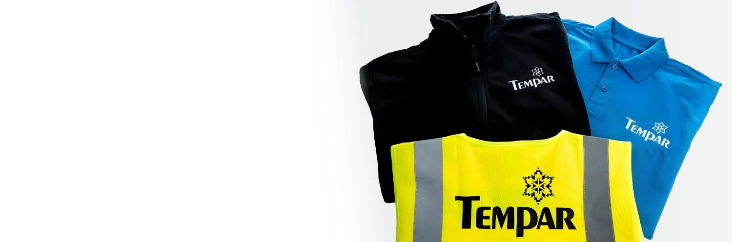 Embroidered fleece, polo shirt and printed hi-vis vest